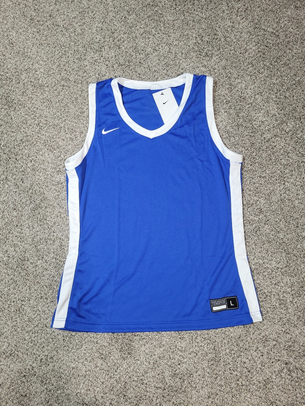 Nike Womens Large Stock Elite Dri-FIT Basketball Game Blue White Jersey DC2369
